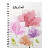 Elegante pastel Waterverf handgeschilderde bloemen Notitieboek (Voorkant)