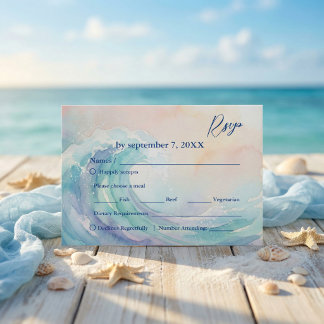 Elegante Pastel Waterverf Rsvp  | Zachte Blush Kaartje