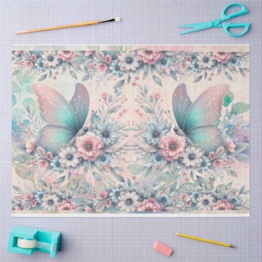 Elegante Pastel Waterverf Vlinders Decoupage Tissuepapier (Craft)