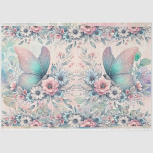 Elegante Pastel Waterverf Vlinders Decoupage Tissuepapier (Voorkant)