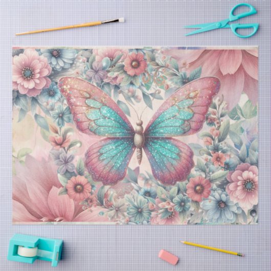 Elegante Pastel Waterverf Vlinders Decoupage Tissuepapier (Craft)