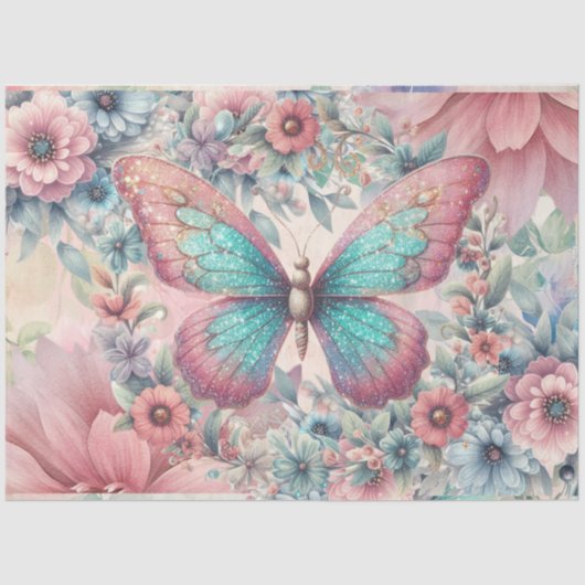 Elegante Pastel Waterverf Vlinders Decoupage Tissuepapier (Voorkant)