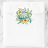 Elegante Pastel Waterverf Zee Schildpad Ronde Sticker (Tas)