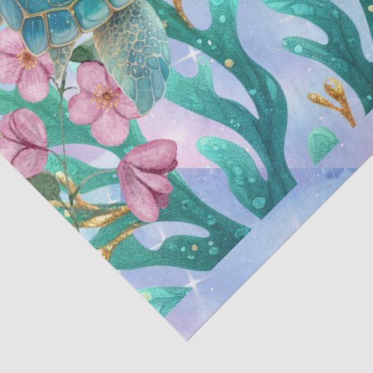 Elegante Pastel Waterverf Zee Schildpadden Decoupa Tissuepapier (Detail)