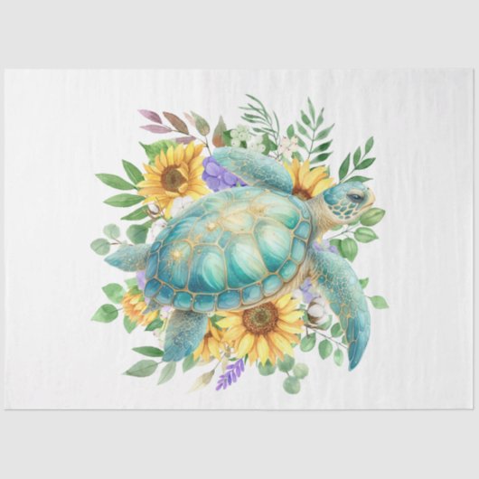 Elegante Pastel Waterverf Zee Turtle Decoupage Tissuepapier (Voorkant)