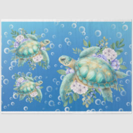 Elegante Pastel Waterverf Zee Turtle Decoupage Tissuepapier