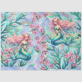 Elegante Pastel Waterverf Zeemeerminnen Decoupage Tissuepapier (Voorkant)