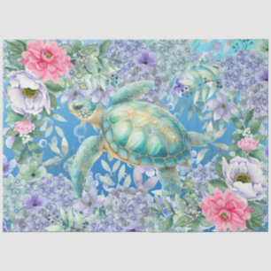 Elegante Pastel Waterverf Zeeschildpad Decoupage Tissuepapier