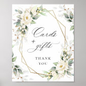 Elegante Pastel White Roses Kaarten en geschenken Poster (Voorkant)