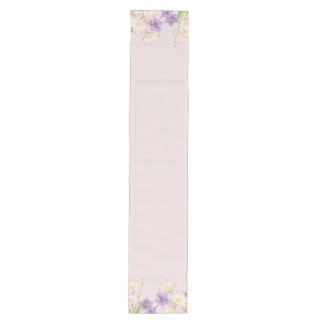 Elegante Pastel Wilde Bloemenrand Tafel Runner Medium Tafelloper