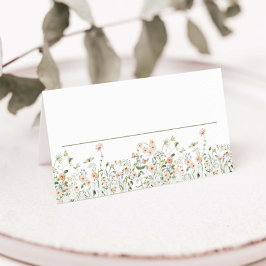 Elegante Pastel Wilde Bloemenweide Bloem Bruiloft Plaatskaartje