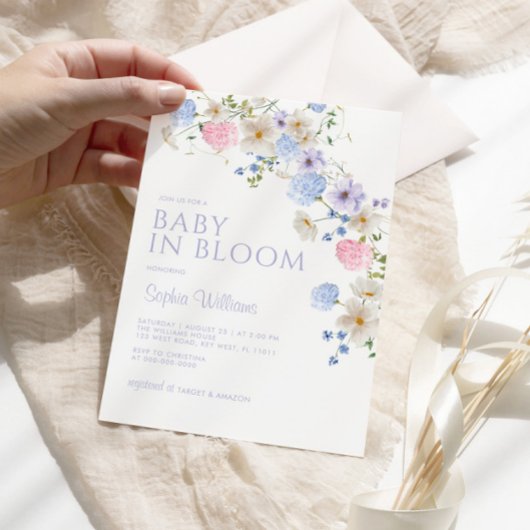 Elegante Pastel Wildflower Baby in Bloom Shower Kaart
