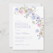 Elegante Pastel Wildflower Bruids Douche Uitnodigi Kaart (Voorkant)