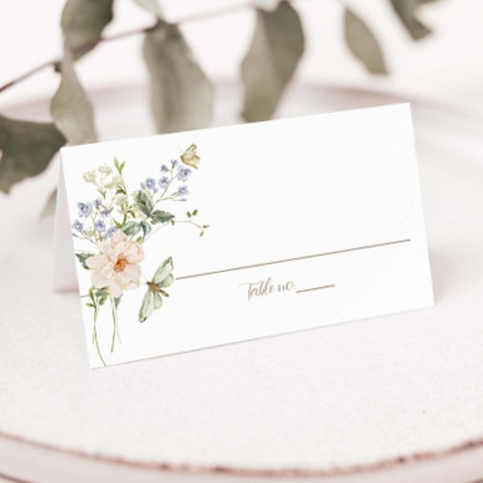 Elegante Pastel Wildflower Delicate Floral Wedding Plaatskaartje