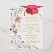 Elegante pastel Wildflower Garden Graduation Party Folie Uitnodiging (Voorkant)