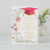 Elegante pastel Wildflower Garden Graduation Party Folie Uitnodiging (Staand Voorkant)