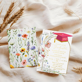 Elegante pastel Wildflower Garden Graduation Party Folie Uitnodiging