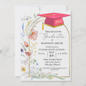 Elegante pastel Wildflower Garden Graduation Party Kaart (Voorkant)