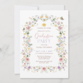 Elegante pastel Wildflower Garden Graduation Party Kaart (Voorkant)