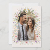 Elegante Pastel Wildflower Garden Trouwfoto Kaart (Achterkant)