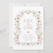 Elegante Pastel Wildflowers Bruiloft Save the Date Aankondiging (Voorkant)
