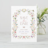 Elegante Pastel Wildflowers Bruiloft Save the Date Aankondiging (Staand voorkant)