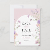 Elegante Pastel Wildflowers Bruiloft Save the Date Kaart (Voorkant)