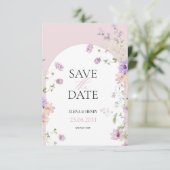 Elegante Pastel Wildflowers Bruiloft Save the Date Kaart (Staand voorkant)