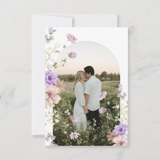 Elegante Pastel Wildflowers Bruiloft Save the Date Kaart (Achterkant)