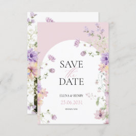 Elegante Pastel Wildflowers Bruiloft Save the Date Kaart