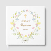 Elegante pastel Wildflowers doop Gastenboek (Voorkant)