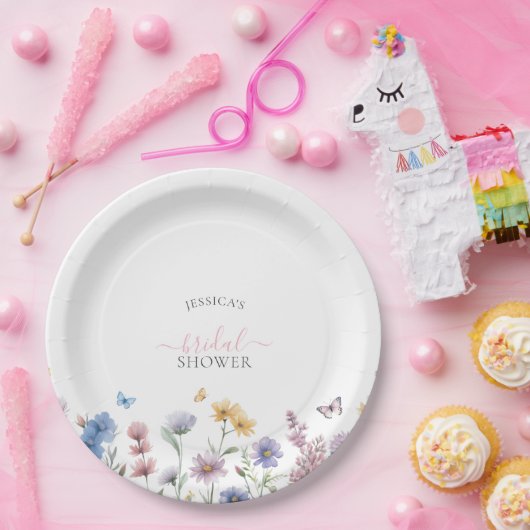 Elegante Pastel Wildflowers Greenery Vrijgezellenf Papieren Bordje (Feest)