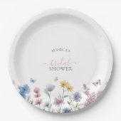 Elegante Pastel Wildflowers Greenery Vrijgezellenf Papieren Bordje (Voorkant)