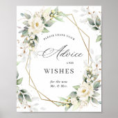Elegante pastel witte rozen advies & wensen poster (Voorkant)