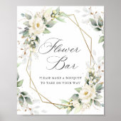 Elegante Pastel Witte Rozen Eucalyptus Bloemenreep Poster (Voorkant)