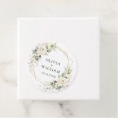 Elegante pastel witte rozen eucalyptus bruiloft bedankjes labels (In situ)