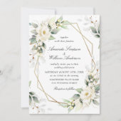 Elegante pastel witte rozen eucalyptus bruiloft kaart (Voorkant)