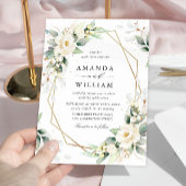 Elegante pastel witte rozen eucalyptus bruiloft kaart