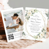 Elegante pastel witte rozen eucalyptus bruiloft kaart