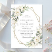 Elegante pastel witte rozen eucalyptus bruiloft kaart
