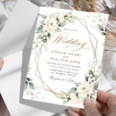 Elegante pastel witte rozen eucalyptus bruiloft kaart