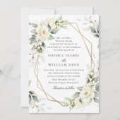 Elegante pastel witte rozen eucalyptus bruiloft kaart (Voorkant)