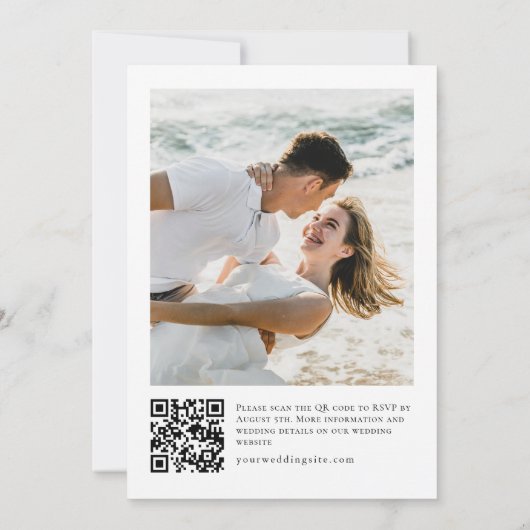 Elegante pastel witte rozen eucalyptus bruiloft kaart (Achterkant)