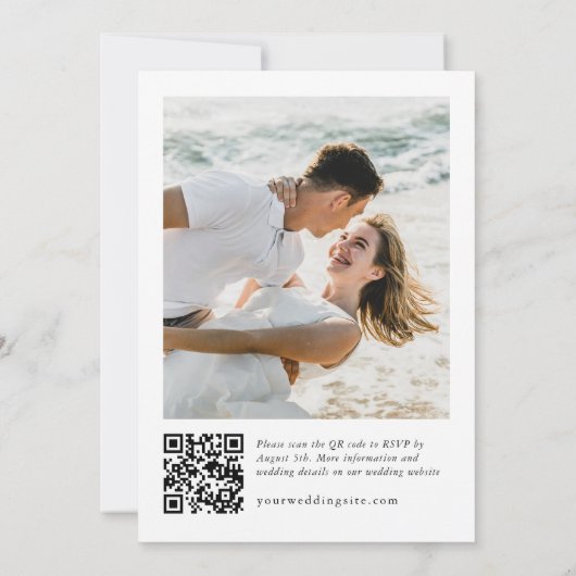 Elegante pastel witte rozen eucalyptus bruiloft kaart (Achterkant)