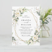 Elegante pastel witte rozen eucalyptus bruiloft kaart (Staand voorkant)