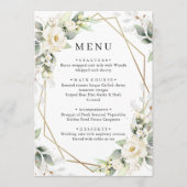 Elegante pastel witte rozen eucalyptus bruiloft menu (Voorkant)