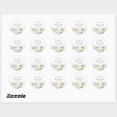Elegante pastel witte rozen eucalyptus bruiloft ronde sticker (Vel)