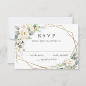 Elegante pastel witte rozen eucalyptus bruiloft RSVP kaartje (Voorkant)