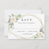 Elegante pastel witte rozen eucalyptus bruiloft RSVP kaartje (Voorkant)