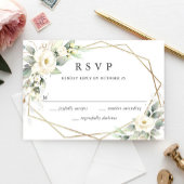 Elegante pastel witte rozen eucalyptus bruiloft RSVP kaartje